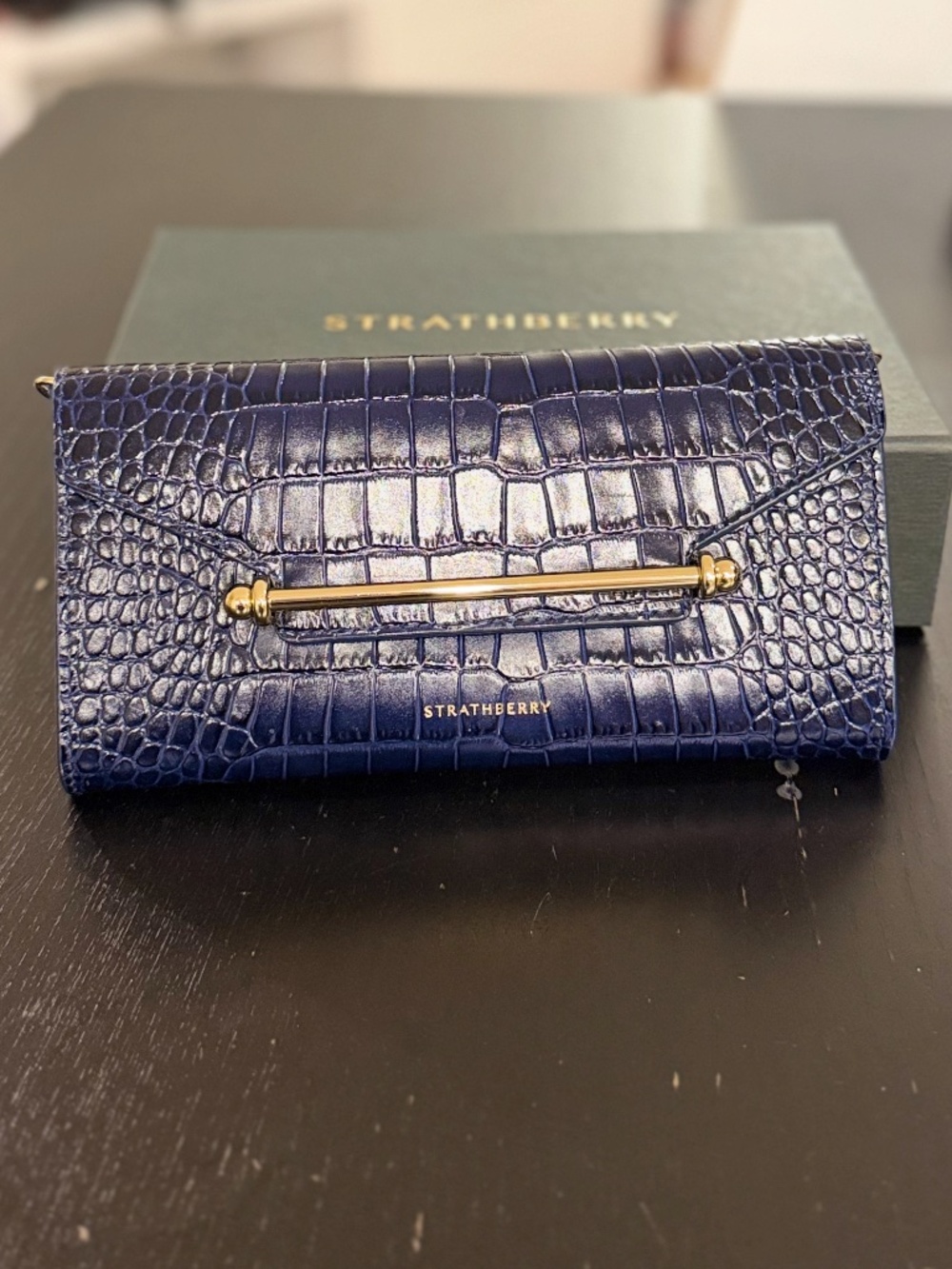 Multrees Chain Wallet - Embossed Croc Navy - Picture 2 of 9